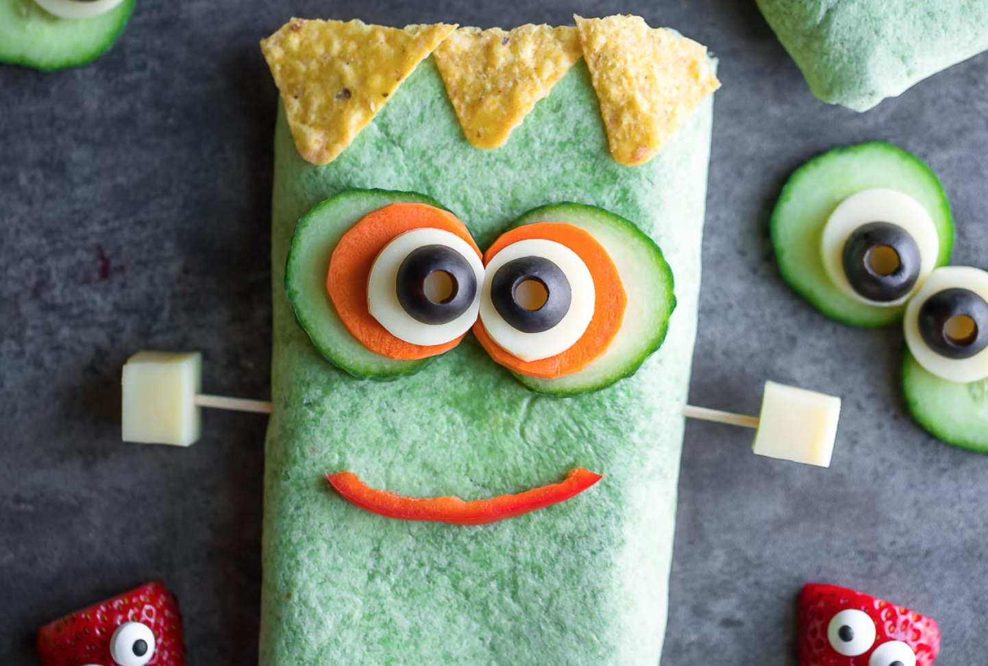 Frankenstein Halloween Sandwich Wraps