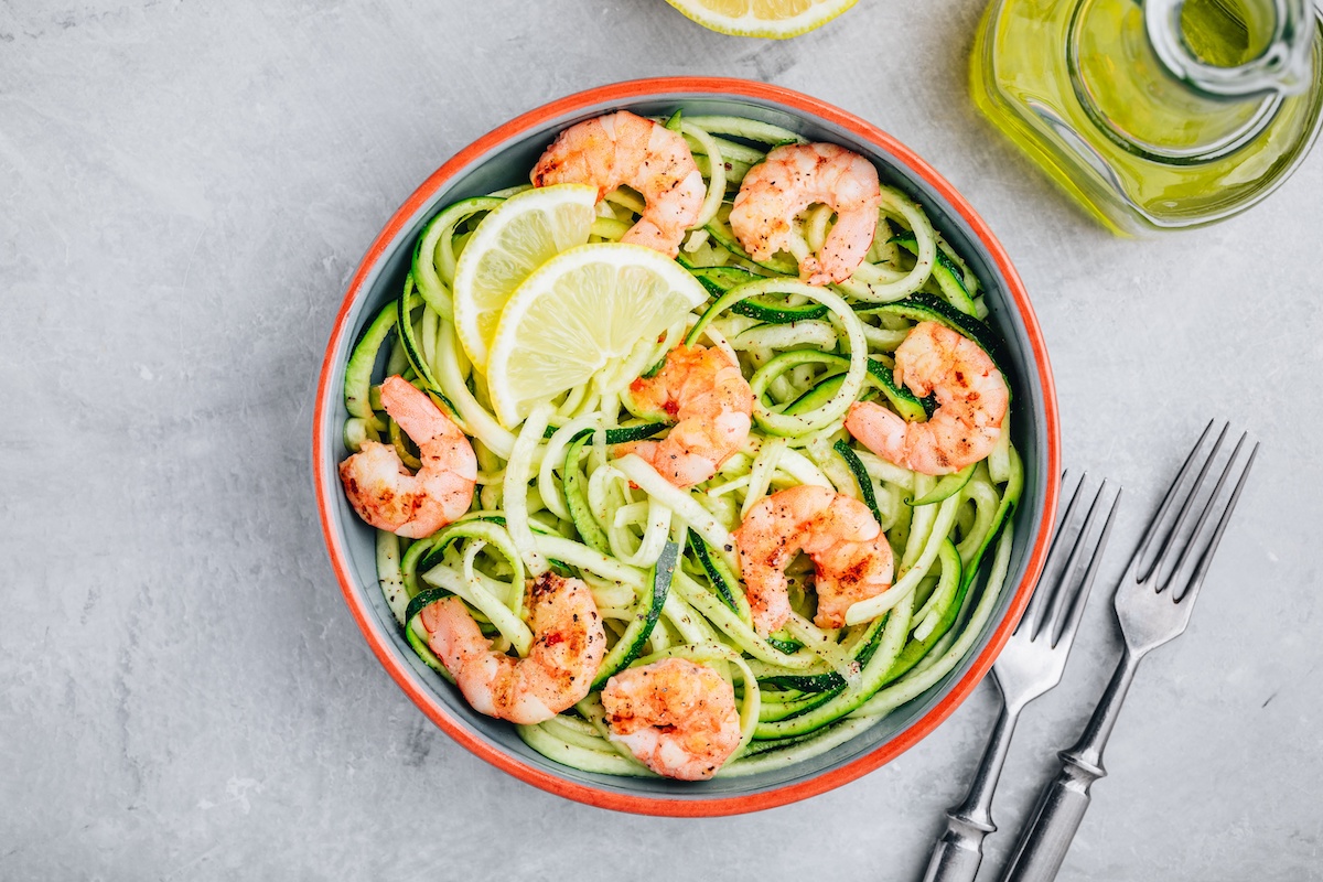 Spiralized Zucchini Noodle Pasta with Prawns